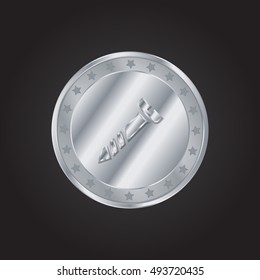 Screw embossed realistic silver / platinum coin precious Icon / Logo Design