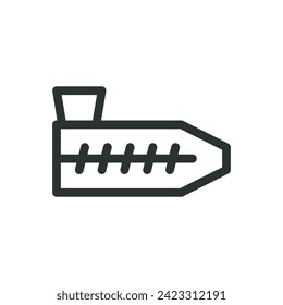 Screw feed extruder isolated icon, extrusion machine vector symbol with editable stroke