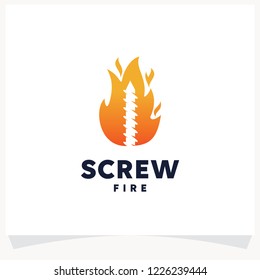 Screw Fire Logo Design Template