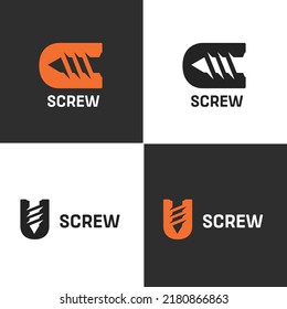 SCREW flat modren logo design in different color and style