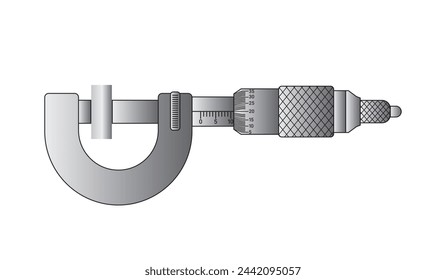 Screw Gauge. Screw Gauge Measuring tool designed for high precision measurements of dimensions. Universal Precision measuring tool. A micrometer Screw Gauge. Screw Gauge Measure drawing Vector.