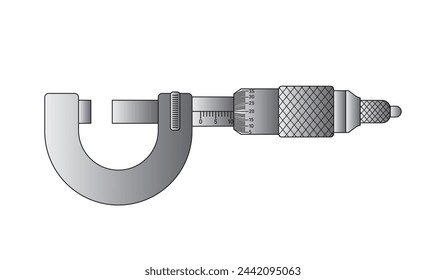 Screw Gauge. Screw Gauge Measuring tool designed for high precision measurements of dimensions. Universal Precision measuring tool. A micrometer Screw Gauge. Screw Gauge Measure drawing Vector.