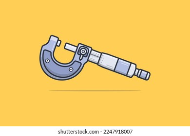 Screw Gauge Micrometer vector illustration. Engineer and Construction tool object icon concept. Measuring engineer tool. Universal device designed to measure linear dimensions.