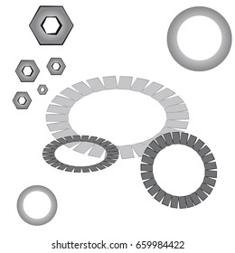 Screw and gear on white background.Vector illustration.