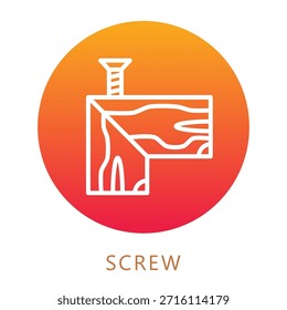 Icono de relleno de gradiente de tornillo, mini ilustración relacionada con la carpintería, industria de la madera. Uso Para El Concepto Moderno, Ui, Web Ux Y Desarrollo De App.
