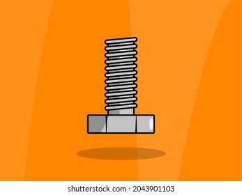 Screw of gray running rope on an orange background