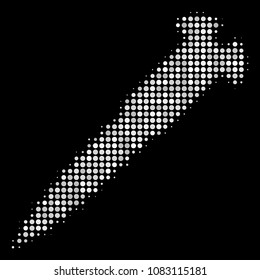 Screw halftone vector icon. Illustration style is pixelated iconic screw symbol on a black background. Halftone texture is build of round cells.