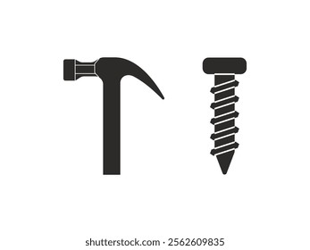 Screw and Hammer Vector Repairing Tools for Home and Industrial Purpose. Screw and Hammer Vector | Essential Repairing Tools for Home and Industrial Projects