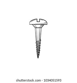 Screw hand drawn vector icon. Outline doodle icon of bolt. Nail sketch illustration for print, web, mobile and infographics isolated on white background.