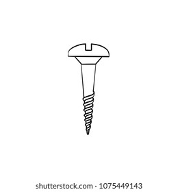 Screw hand drawn vector icon. Outline doodle icon of bolt. Nail sketch illustration for print, web, mobile and infographics isolated on white background.