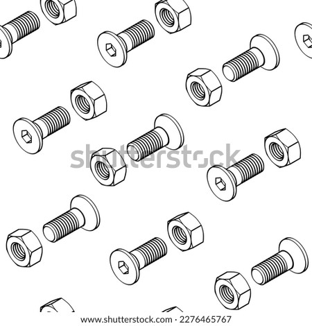 screw with a head for a hexagon with nuts seamless pattern