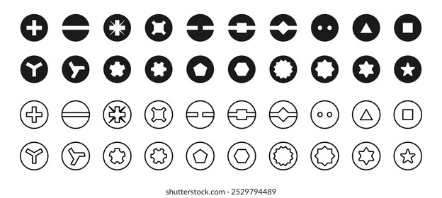 Schraubenkopf-Symbol, Vektorgrafik einzeln auf weißem Hintergrund.