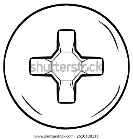 screw head illustration hand drawn outline vector