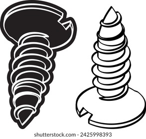 screw, head with slot socket, vector illustration