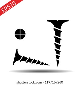 Screw and Screw head. Vector illustration isolated on white background