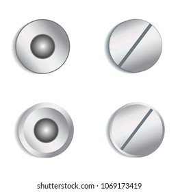 Screw Heads on white, stock vector illustration