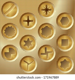 Screw heads set brown