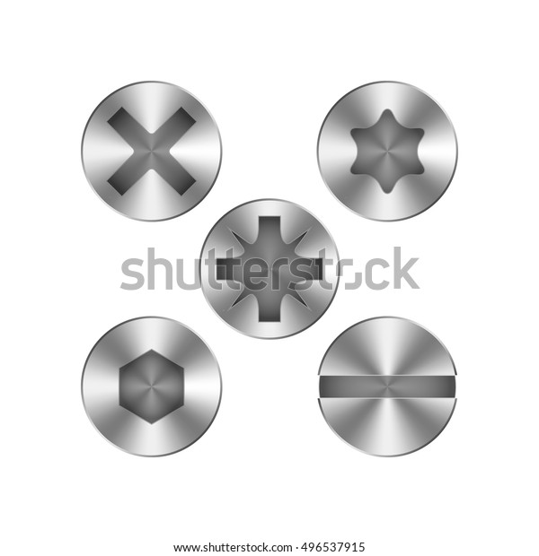 Screw Heads Set Screw Head Vector Stock Vector (Royalty Free) 496537915