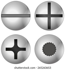 Screw heads - vector illustration isolated on white background
