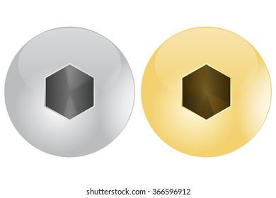 Screw heads. Vector illustration isolated on white background