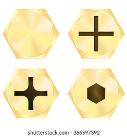 Screw heads. Vector illustration isolated on white background