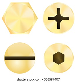 Screw heads. Vector illustration isolated on white background