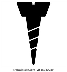 Screw Icon In Black Fill. Glyph Style