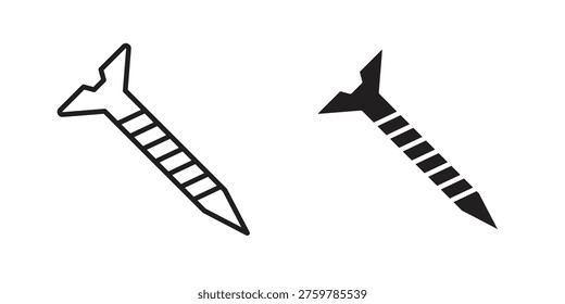 Screw icon black, line, flat vector, isolated illustration.