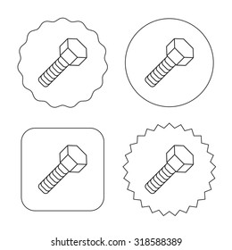 Screw icon. Bolt sign. Flat circle, star and emblem buttons. Labels design. Vector