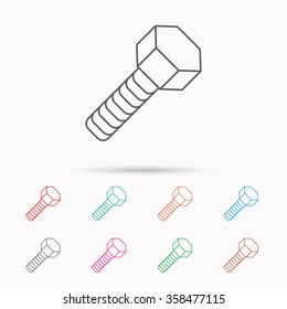 Screw icon. Bolt sign. Linear icons on white background.