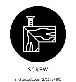 Schraubensymbol-Taste, Mini-Illustration beziehen sich auf Tischlerei, Holzindustrie. Für moderne Konzeption, UI, UX Web- und App-Entwicklung.