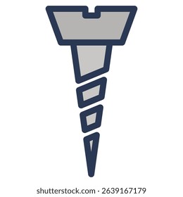 Screw Icon In color Outline. Flat Outline Style