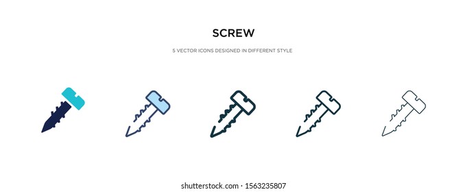 screw icon in different style vector illustration. two colored and black screw vector icons designed in filled, outline, line and stroke style can be used for web, mobile, ui