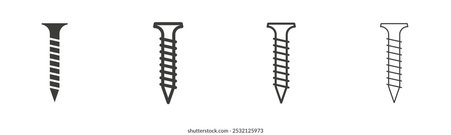 Screw icon in fill and three stroke sizes