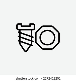  icono de tornillo, icono de esquema de ingeniería aislado en fondo gris claro, perfecto para sitio web, blog, logotipo, diseño gráfico, medios sociales, interfaz de usuario, aplicación móvil