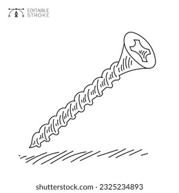 Screw icon. Line Art. Editable stroke