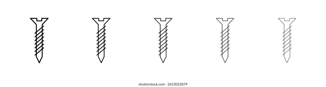 Estilo preto do contorno do ícone de parafuso ou da ilustração do logotipo