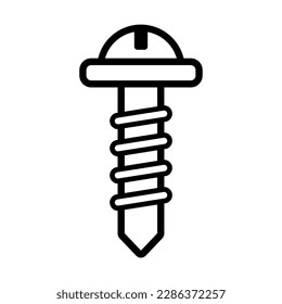 Screw icon png.Outline illustration of Self tapping screw.Screw sign symbol for carpentry, wood work, machinery works, construction.