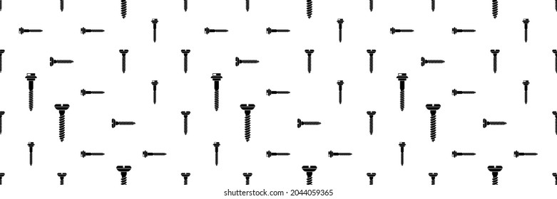 Screw Icon Seamless Pattern, Threaded Pin Fastener Vector Art Illustration