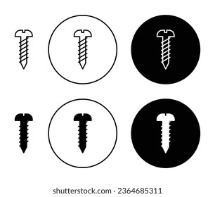 screw icon set in black filled and outlined style. suitable for UI designs