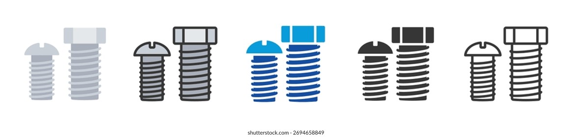 Conjunto de iconos de tornillo Multi Style Varias colecciones