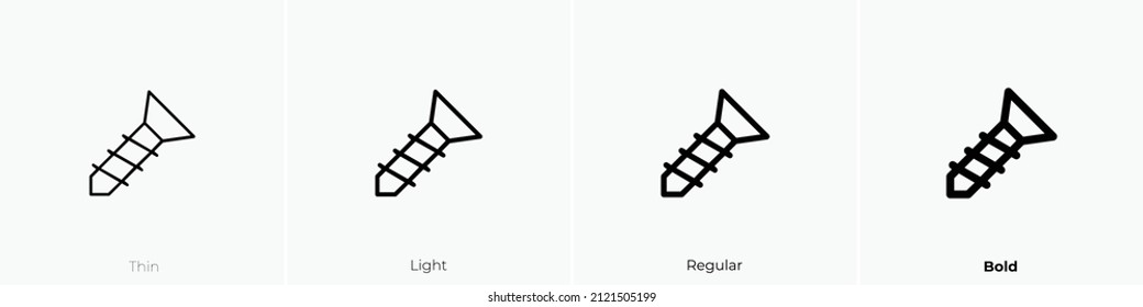 screw icon. Thin, Light Regular And Bold style design isolated on white background