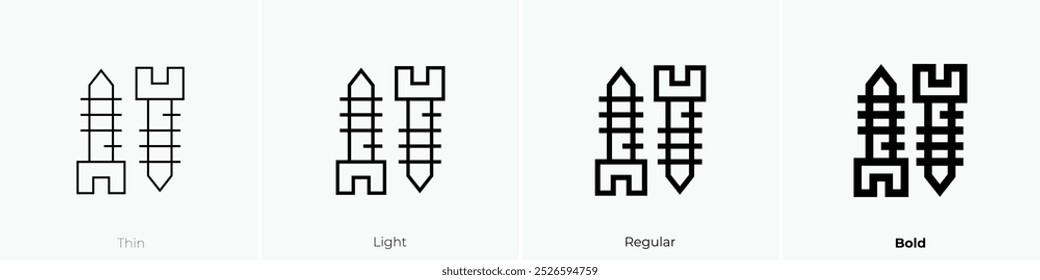 ícone de parafuso Design fino, leve, regular e negrito, isolado no fundo branco
