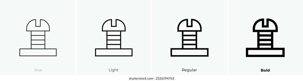 ícone de parafuso Design fino, leve, regular e negrito, isolado no fundo branco
