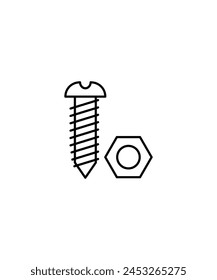 icono de tornillo, icono de Vector de la mejor línea.