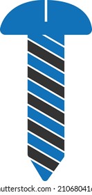 Screw icon vector, bolt screw blue vector icon isolated 