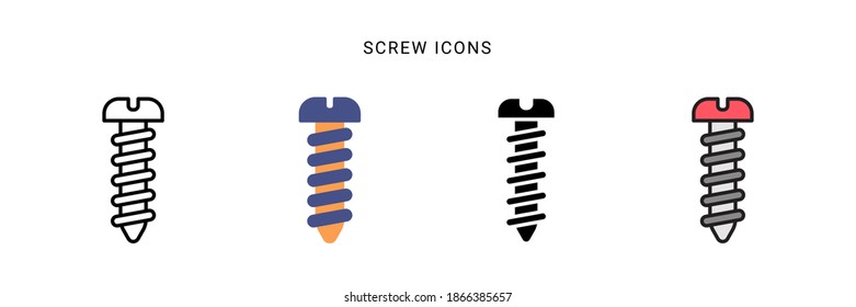 screw icon vector with different style design. isolated on white background