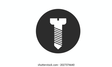 Screw Icon. Vector editable flat black illustration of a screw silhouette