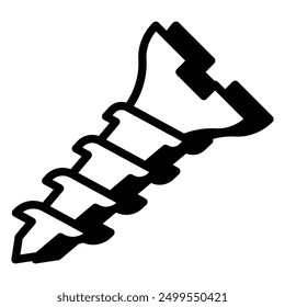 Screw Icon Vector, Flat Screw With Shadow Style