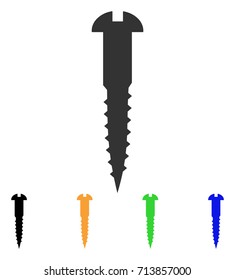 Screw icon. Vector illustration style is a flat iconic screw symbol with black, gray, green, blue, yellow color versions. Designed for web and software interfaces.